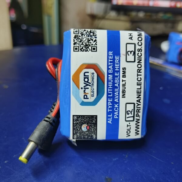 12V 3Ah Rechargeable Lithium-Ion Battery – Compact, Lightweight & High Performance for Electronics, DIY, and Backup Power Applications - Image 3
