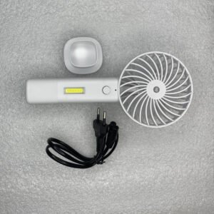DP 7634 AC/DC Portable Rechargeable Fan – Dual Power Operation, LED Light, Adjustable Speed, Ideal for Home, Office, and Outdoor Use