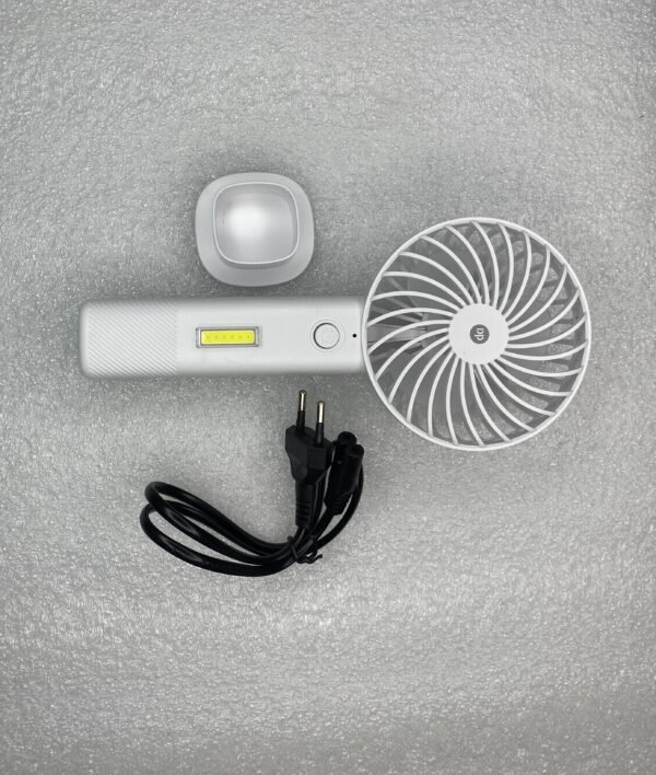 DP 7634 AC/DC Portable Rechargeable Fan – Dual Power Operation, LED Light, Adjustable Speed, Ideal for Home, Office, and Outdoor Use